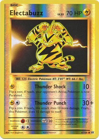 41/108 Electabuzz Common Reverse Holo XY Evolutions - The Feisty Lizard