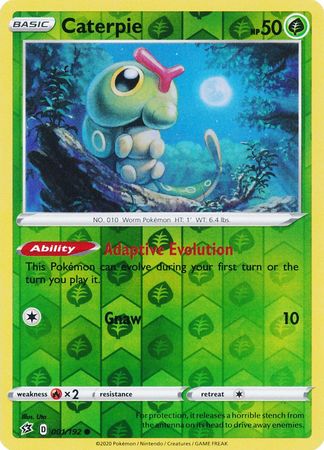 001/192 Caterpie Common Reverse Holo Rebel Clash - The Feisty Lizard