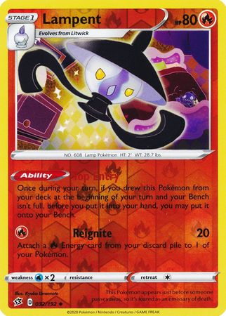 032/192 Lampent Uncommon Reverse Holo Rebel Clash - The Feisty Lizard