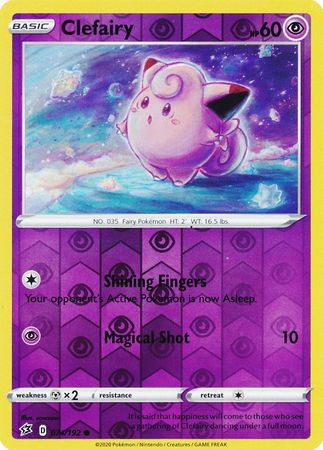 074/192 Clefairy Common Reverse Holo Rebel Clash - The Feisty Lizard