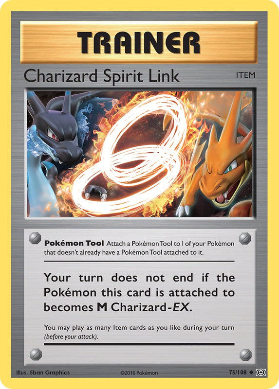 75/108 Charizard Spirit Link Uncommon Trainer Evolutions - The Feisty Lizard