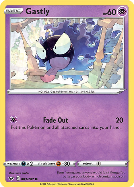 83/202 Gastly Common Sword & Shield Base Set - The Feisty Lizard