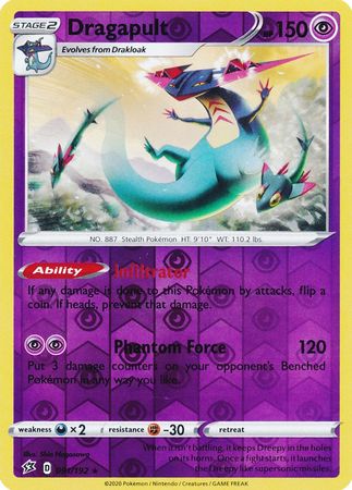 091/192 Dragapult Rare Reverse Holo Rebel Clash - The Feisty Lizard