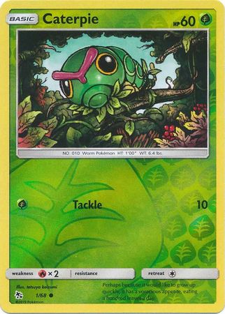 1/68 Caterpie Common Reverse Holo Hidden Fates - The Feisty Lizard