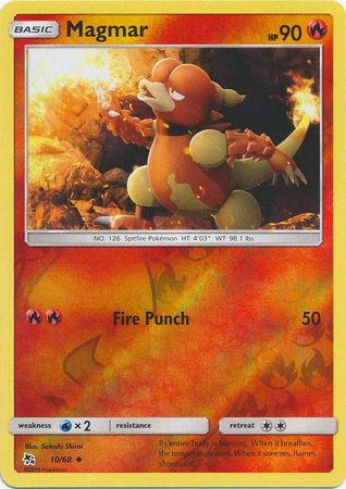 10/68 Magmar Uncommon Reverse Holo Hidden Fates - The Feisty Lizard