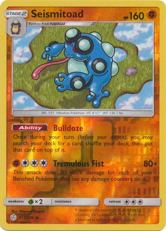 117/236 Seismitoad Rare Reverse Holo Cosmic Eclipse - The Feisty Lizard