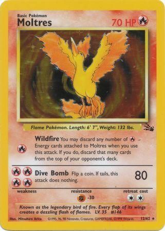 12/62 Moltres Holo Rare Fossil Set Unlimited - The Feisty Lizard