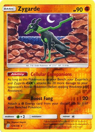 124/236 Zygarde Rare Reverse Holo - The Feisty Lizard