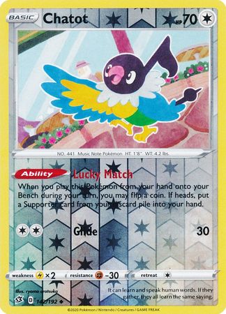142/192 Chatot Uncommon Reverse Holo Rebel Clash - The Feisty Lizard