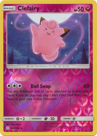 144/236 Clefairy Uncommon Reverse Holo Cosmic Eclipse - The Feisty Lizard