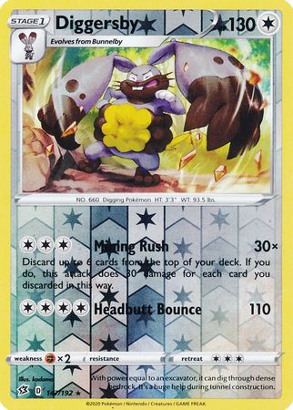 147/192 Diggersby Rare Reverse Holo Rebel Clash - The Feisty Lizard