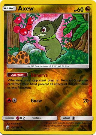 154/236 Axew Common Reverse Holo - The Feisty Lizard