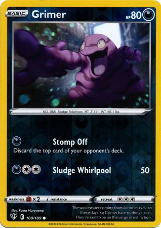 100/189 Grimer Common Reverse Holo Darkness Ablaze - The Feisty Lizard