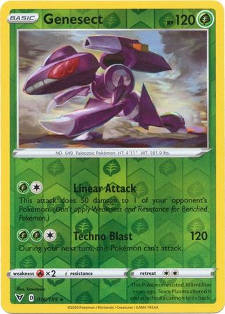 016/185 Genesect Holo Rare Reverse Holo Vivid Voltage - The Feisty Lizard