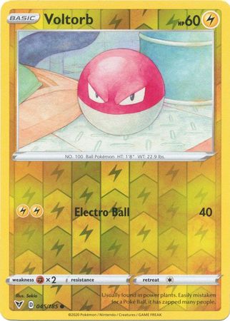 045/185 Voltorb Common Reverse Holo Vivid Voltage - The Feisty Lizard