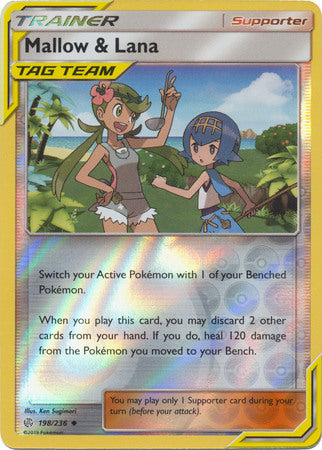 198/236 Mallow & Lana Uncommon Trainer Reverse Holo Cosmic Eclipse - The Feisty Lizard