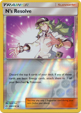 200/236 N's Resolve Uncommon Trainer Reverse Holo Cosmic Eclipse - The Feisty Lizard