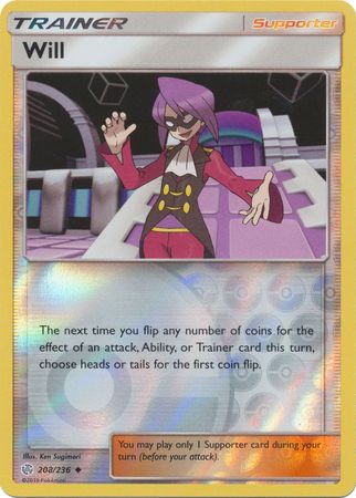 208/236 Will Uncommon Trainer Reverse Holo Cosmic Eclipse - The Feisty Lizard
