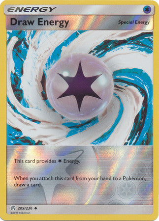 209/236 Draw Energy Uncommon Energy Trainer Reverse Holo Cosmic Eclipse - The Feisty Lizard