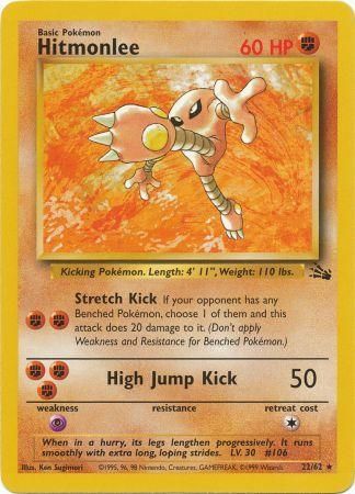22/62 Hitmonlee Rare Fossil Set Unlimited - The Feisty Lizard
