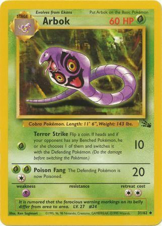 31/62 Arbok Uncommon Fossil Set Unlimited - The Feisty Lizard