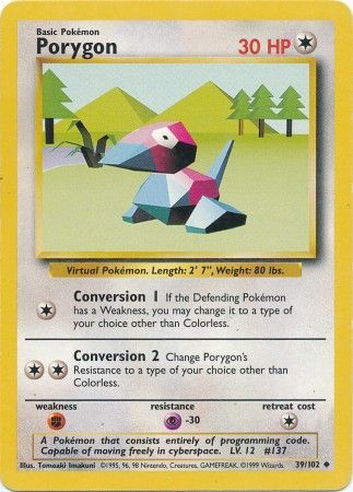 39/102 Porygon Uncommon Base Set Unlimited - The Feisty Lizard