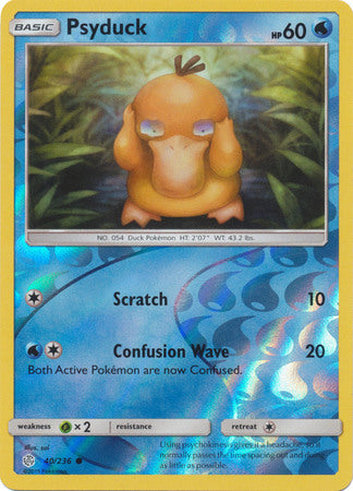 40/236 Psyduck Common Reverse Holo Cosmic Eclipse - The Feisty Lizard