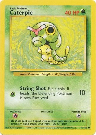 45/102 Caterpie Common Base Set Unlimited - The Feisty Lizard