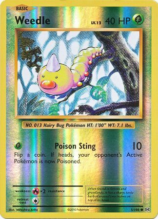 5/108 Weedle Common Reverse Holo XY Evolutions - The Feisty Lizard