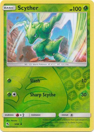 5/68 Scyther Uncommon Reverse Holo Hidden Fates - The Feisty Lizard