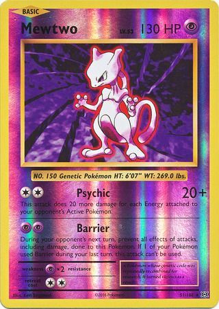 51/108 Mewtwo Rare Reverse Holo XY Evolutions - The Feisty Lizard