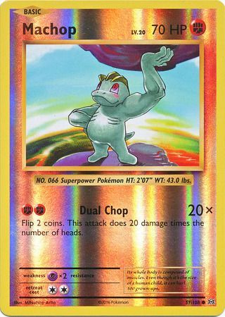 57/108 Machop Common Reverse Holo XY Evolutions - The Feisty Lizard
