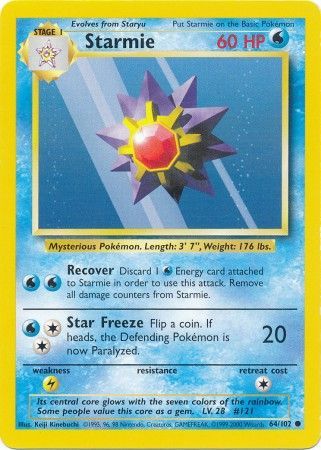 64/102 Starmie Common Base Set Unlimited - The Feisty Lizard