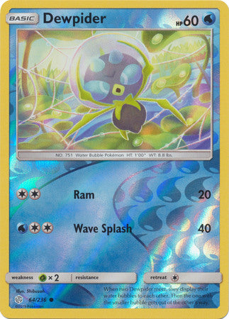64/236 Dewpider Common Reverse Holo Cosmic Eclipse - The Feisty Lizard