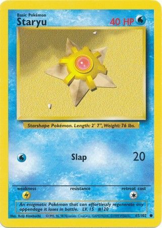 65/102 Staryu Common Base Set Unlimited - The Feisty Lizard