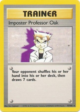 73/102 Imposter Professor Oak Trainer Rare Base Set Unlimited - The Feisty Lizard