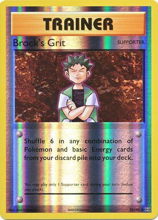 74/108 Brock's Grit Uncommon Trainer XY Evolutions - The Feisty Lizard