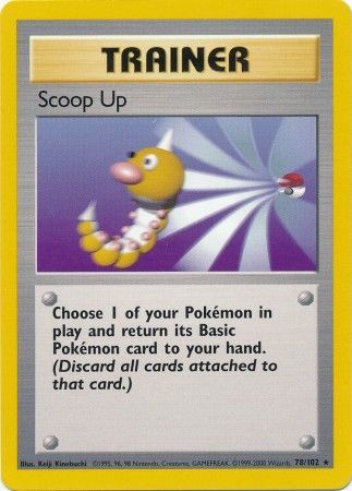 78/102 Scoop Up Trainer Rare Base Set Unlimited - The Feisty Lizard