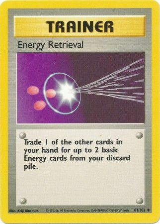 81/102 Energy Retrieval Trainer Uncommon Base Set Unlimited - The Feisty Lizard