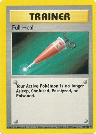 82/102 Full Heal Trainer Uncommon Base Set Unlimited - The Feisty Lizard