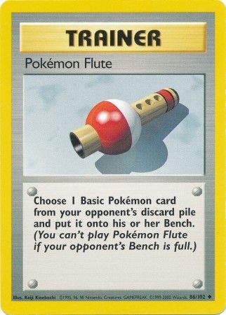 86/102 Pokémon Flute Trainer Uncommon Base Set Unlimited - The Feisty Lizard