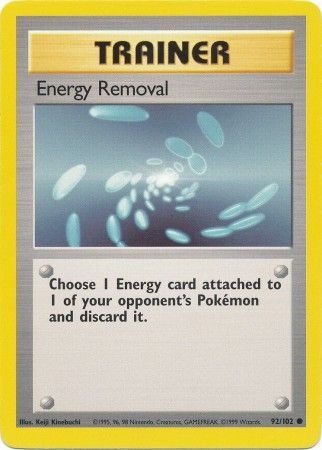 92/102 Energy Removal Trainer Common Base Set Unlimited - The Feisty Lizard