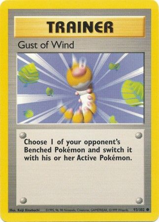93/102 Gust of Wind Trainer Common Base Set Unlimited - The Feisty Lizard