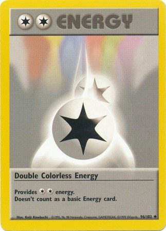 96/102 Double Colorless Energy Base Set Unlimited - The Feisty Lizard