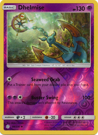 98/236 Dhelmise Uncommon Reverse Holo Cosmic Eclipse - The Feisty Lizard