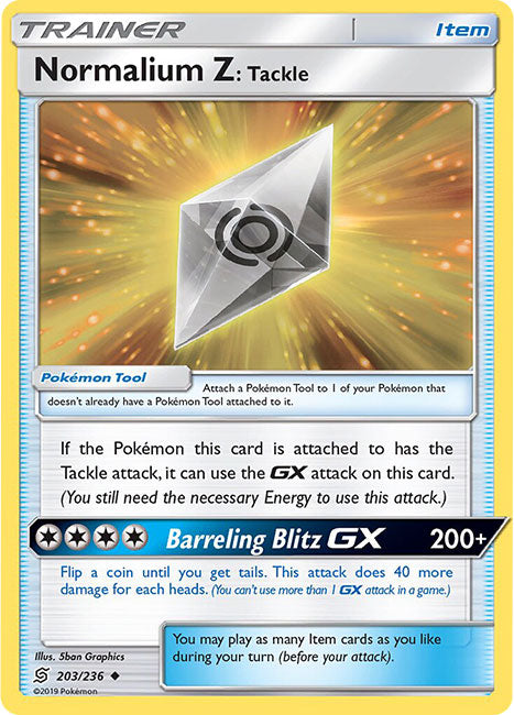 203/236 Normalium Z: Tackle Uncommon Trainer Unified Minds - The Feisty Lizard