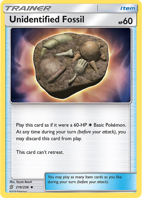 210/236 Unidentified Fossil Uncommon Trainer Unified Minds - The Feisty Lizard