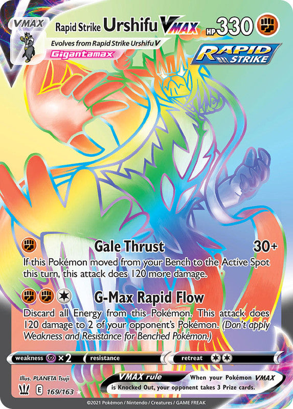 169/163 Rapid Strike Urshifu VMAX Hyper Rainbow Secret Rare Battle Styles Pokemon TCG - The Feisty Lizard Melbourne Australia