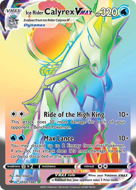 202/198 Ice Rider Calyrex VMAX Hyper Rainbow Secret Rare Trainer Chilling Reign Pokemon TCG - The Feisty Lizard Melbourne Australia